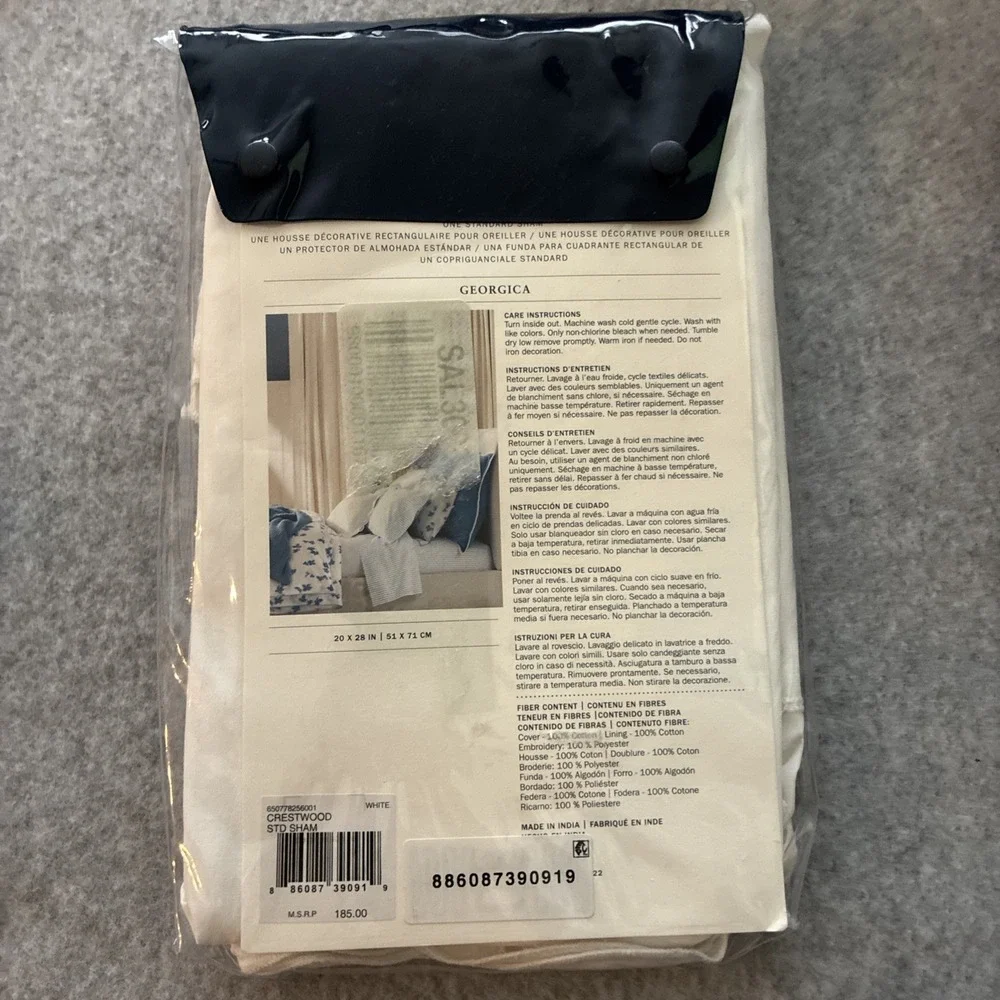 Ralph Lauren CRESTWOOD Standard WHITE LACE Pillow Sham Georgica NEW
